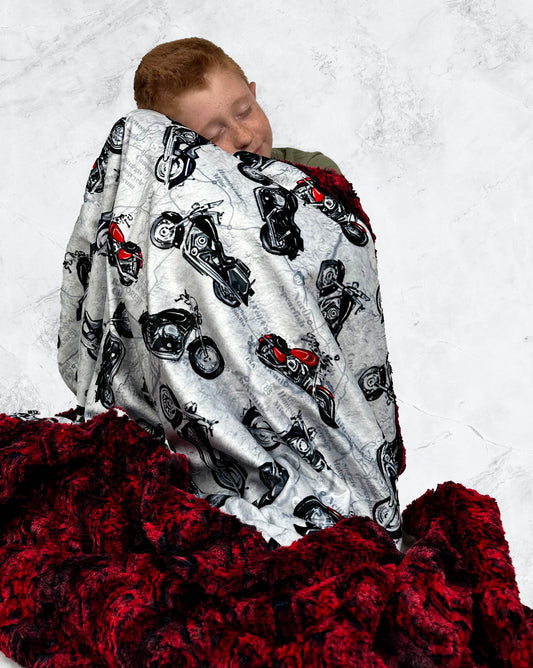 Easy Rider Chromi Motorcycles on Paloma Rocket Adult Large Blanket - Motorcycle Design - 55x75