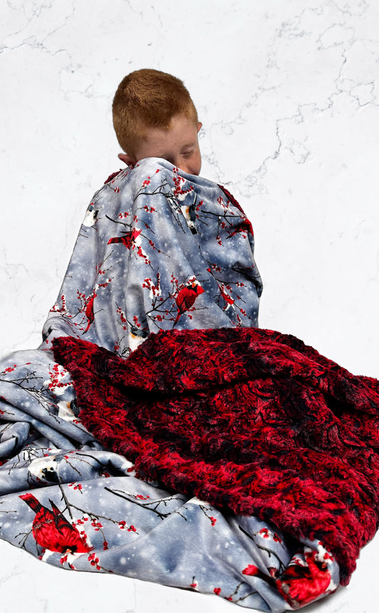 Cardinal Sparrow on Paloma Rocker Adult Large Blanket - Nature-inspired Design - 55x75
