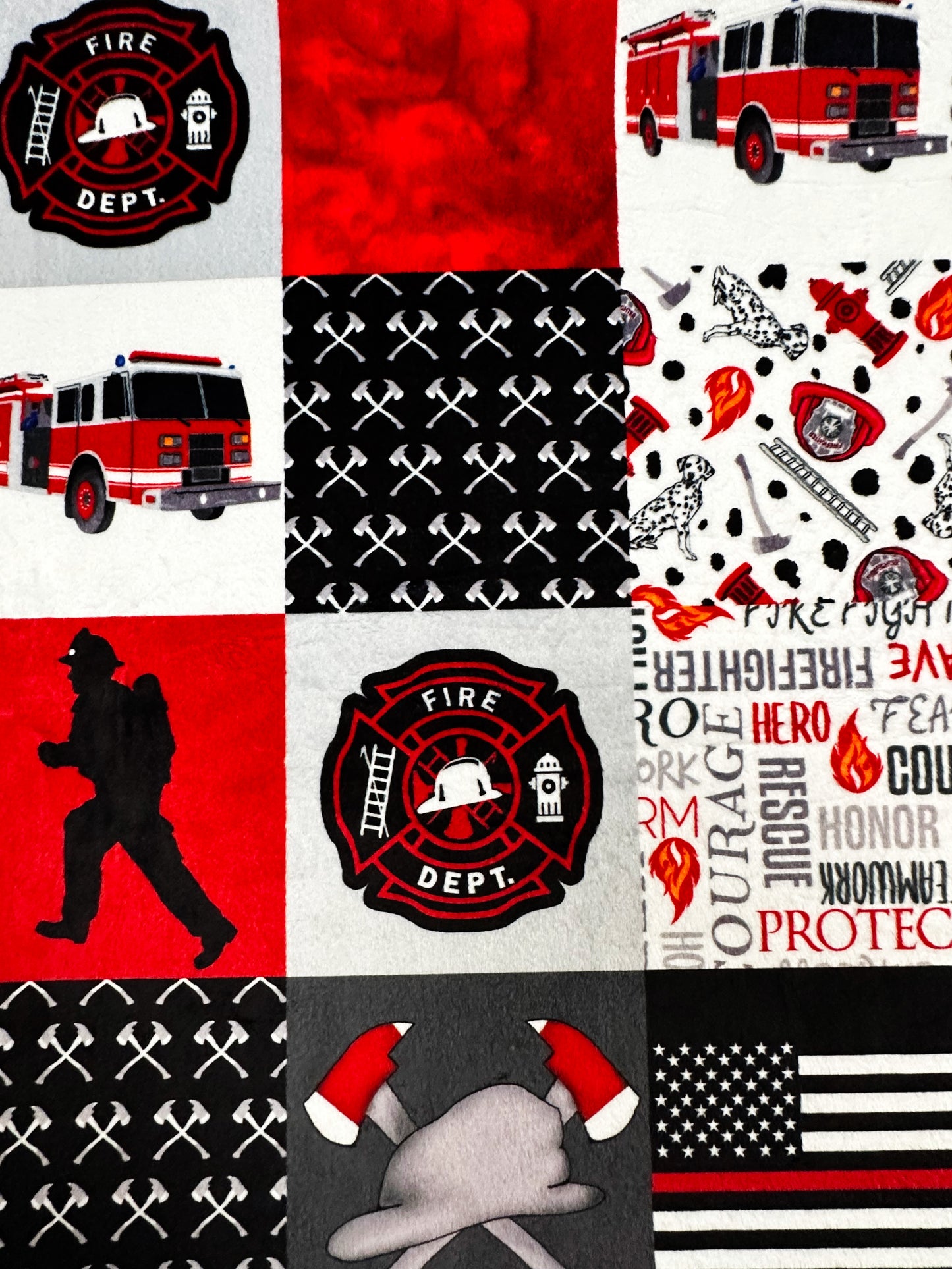 Firefighter on Black Chinchilla Large Blanket 55x75
