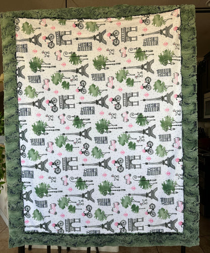 Paris Snow on Wild Rabbit Artichoke Toddler Blanket 45x55