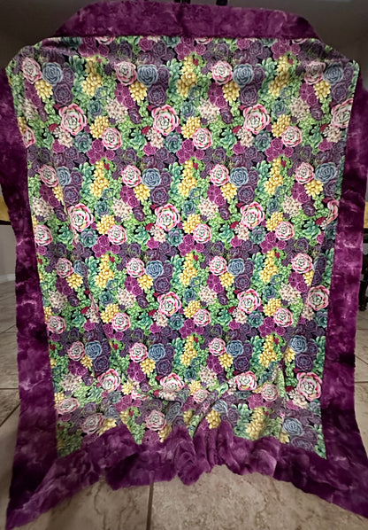 Succulents Peridot on Alex Grapewine Throw/Child/Crib/Baby/Travel Minky Blanket 53x64