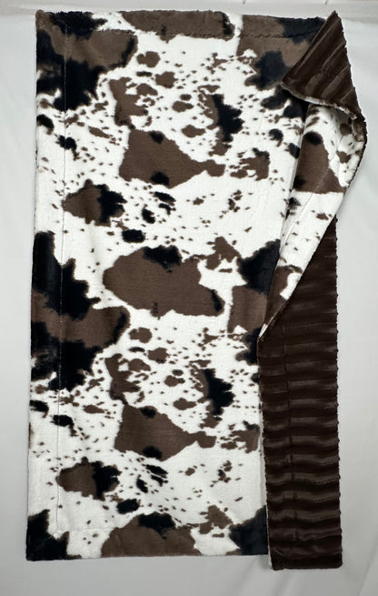 Pony Mud Pie on Brown Chinchilla Double Minky Toddler/Travel Blanket 44x60 With Pillowcase 12x20
