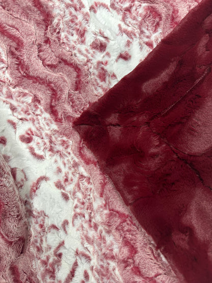 Merlot Snow Owl & Merlot Hide X-Wide Double Minky Adult Blanket 61x80