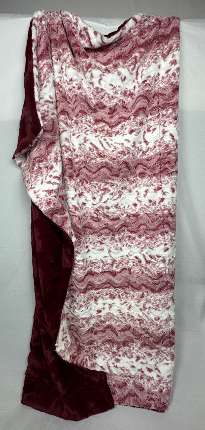 Travel Size Double Minky Blanket - Merlot Snow Owl on Merlot Hide 44x61