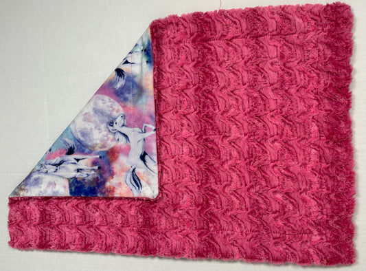 Unicorn Skies on Paloma Magenta Lovey Baby Blanket 20x30
