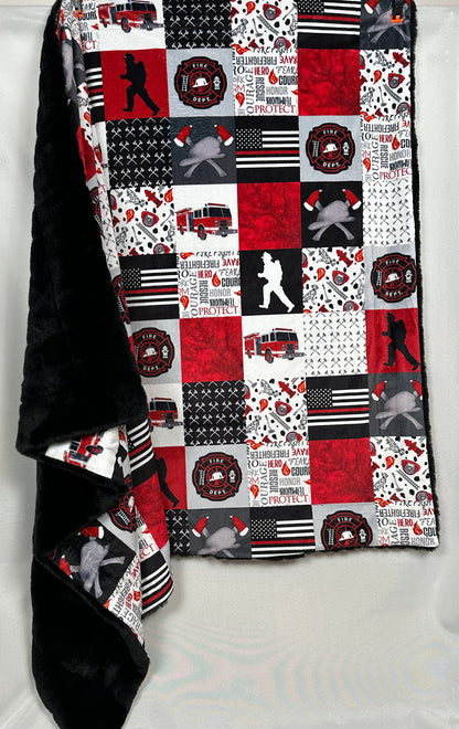 Firefighter on Black Sidney Throw Blanket - Bravery and Luxury - 45x60