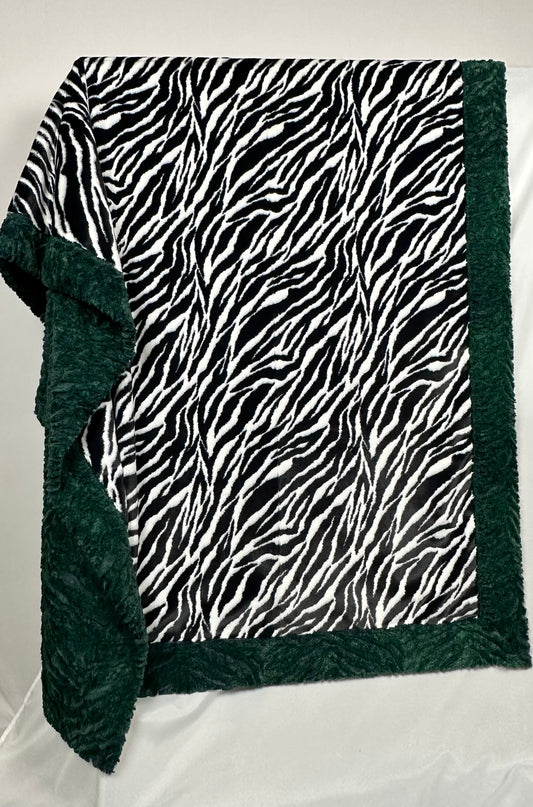 Cuddle Baby Zebra on Heather Zebra Dewberry Double Minky Adult Large Blanket - Vibrant and Inviting - 54x75
