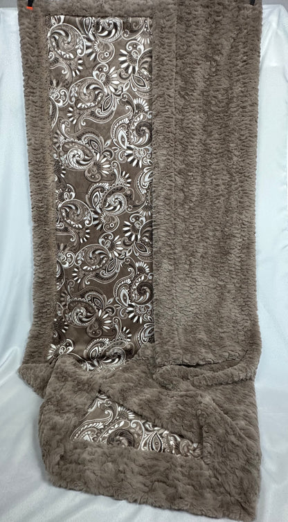 Paisley Taupe on Light Taupe Florence Adult Blanket - Sophisticated Home Decor - 53x75