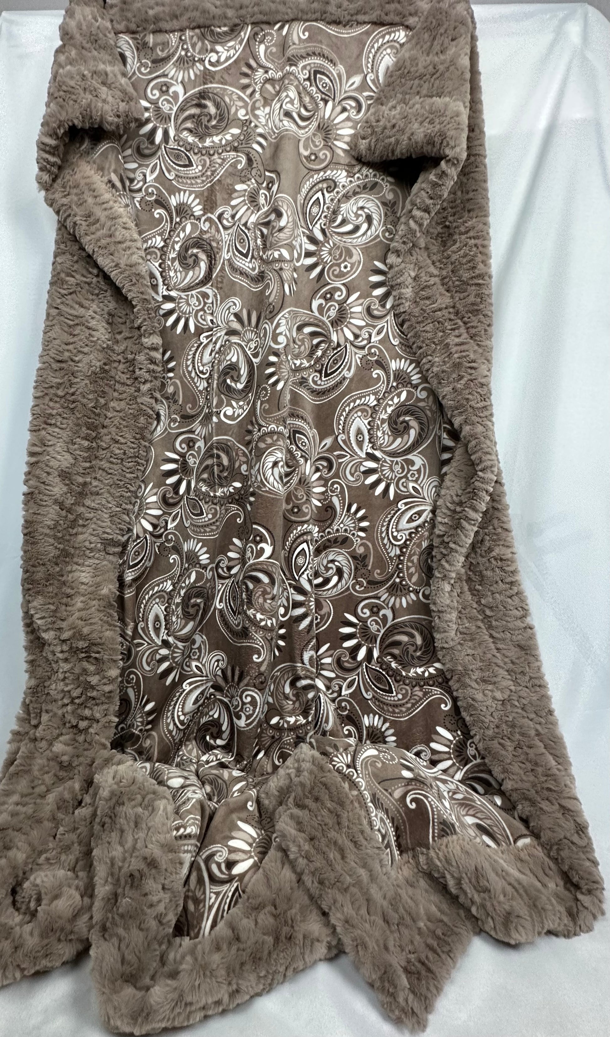 Paisley Taupe on Light Taupe Florence Adult Blanket - Versatile and Stylish - 53x75
