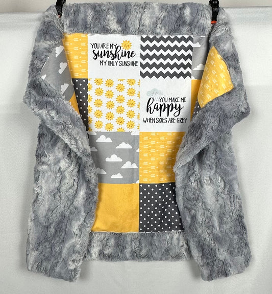 You are my Sunshine on Wild Rabbit Chrome Baby Blanket 30x42 with Pillowcase 12x16