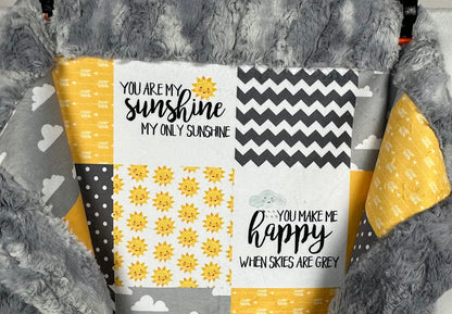 You are my Sunshine on Wild Rabbit Chrome Baby Blanket 30x42 with Pillowcase 12x16