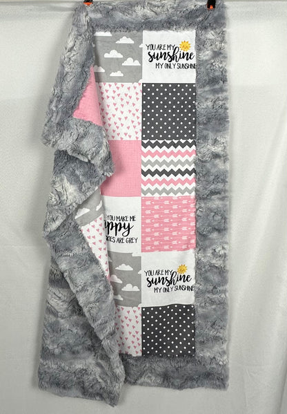 You are my Sunshine on Wild Rabbit Chrome Baby Blanket 30x42 with Pillowcase 12x16