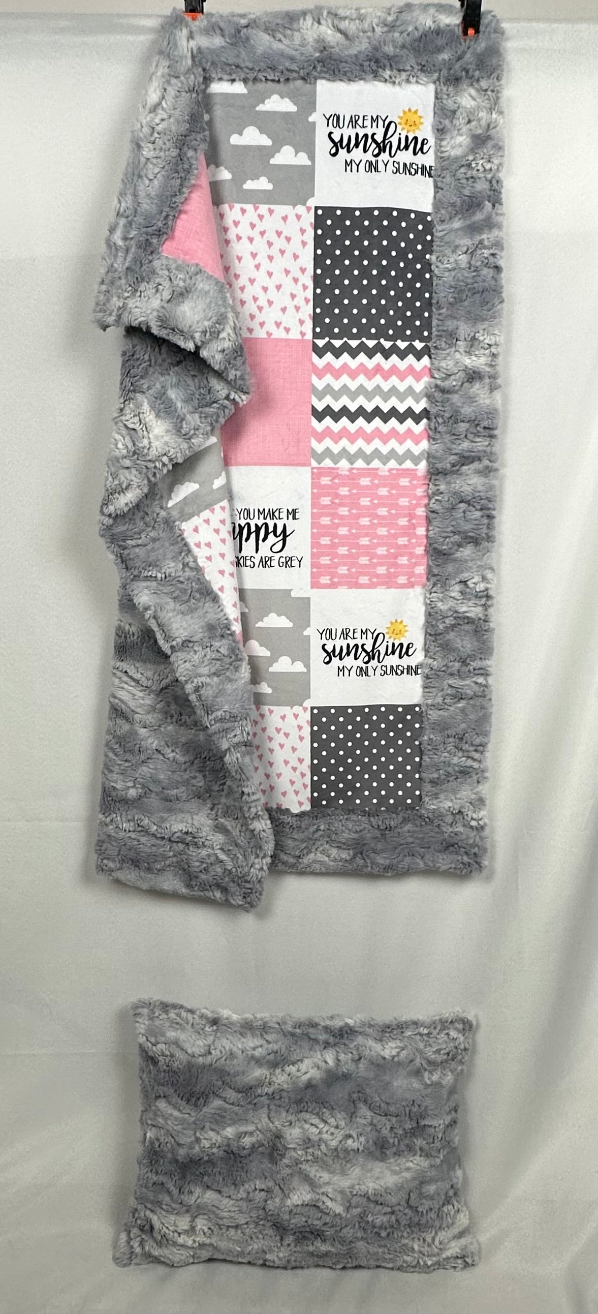 You are my Sunshine on Wild Rabbit Chrome Baby Blanket 30x42 with Pillowcase 12x16