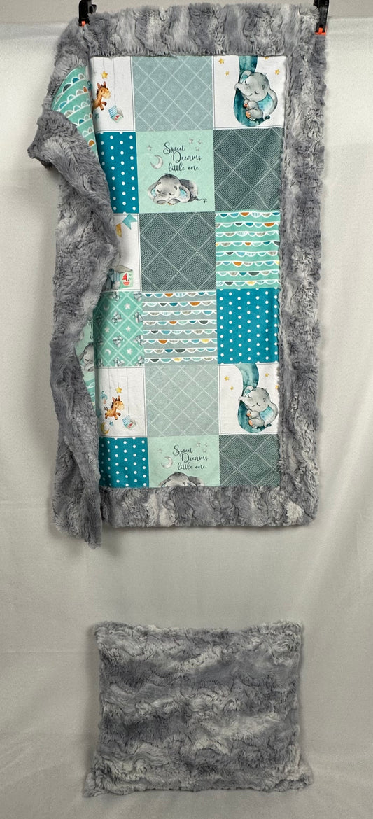Sweet Dreams Little One on Wild Rabbit Chrome Baby Blanket 30x42 with 12x16 Pillowcase                    8