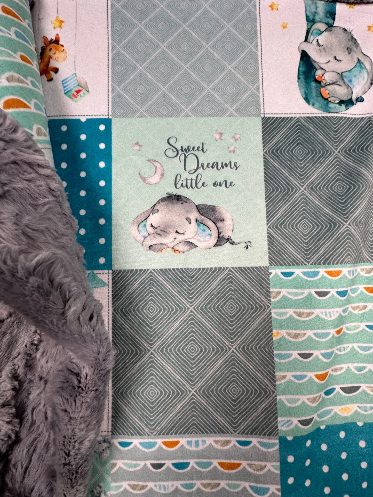 Sweet Dreams Little One on Wild Rabbit Chrome Baby Blanket 30x42 with 12x16 Pillowcase                    8