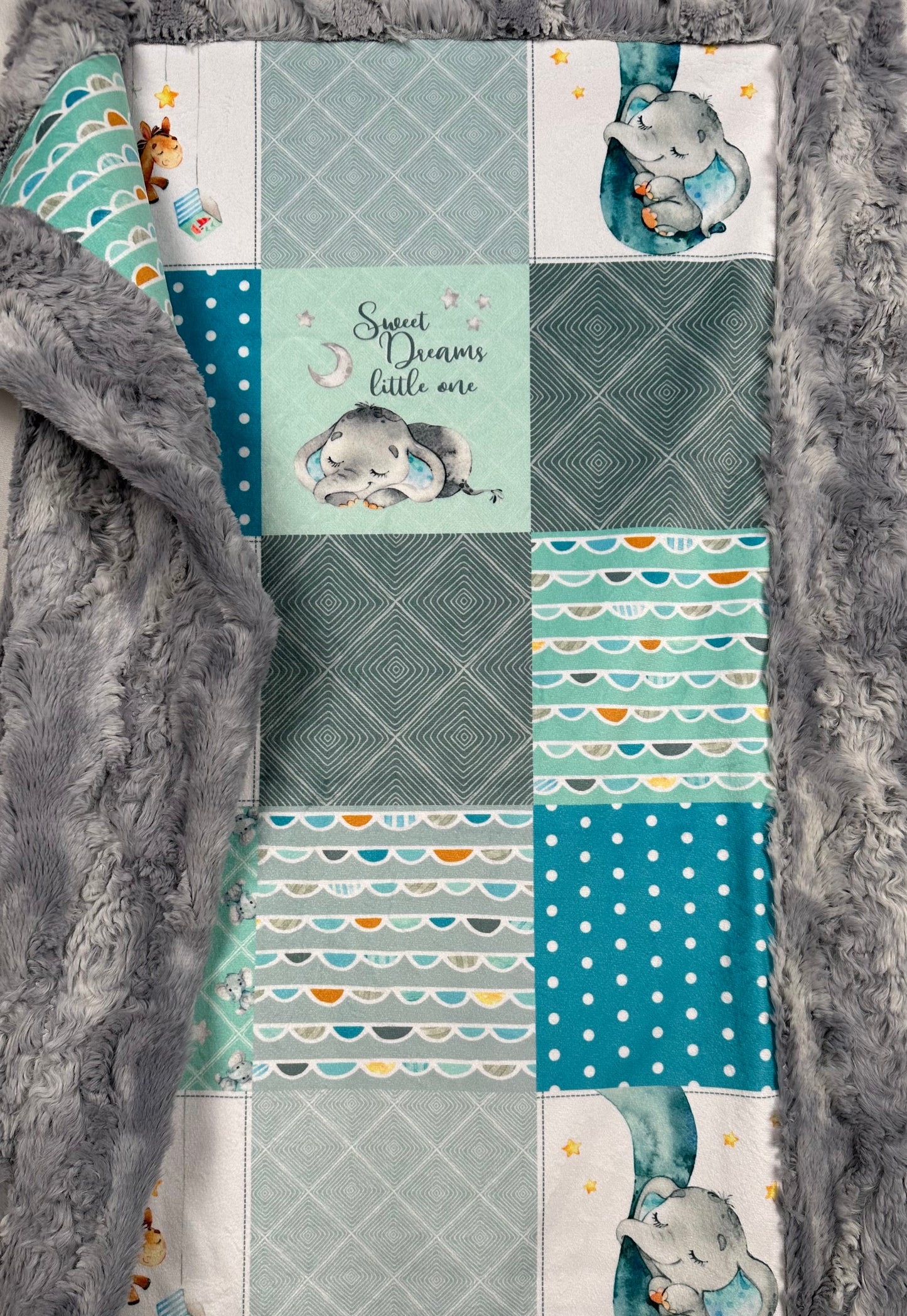 Sweet Dreams Little One on Wild Rabbit Chrome Baby Blanket 30x42 with 12x16 Pillowcase                    8