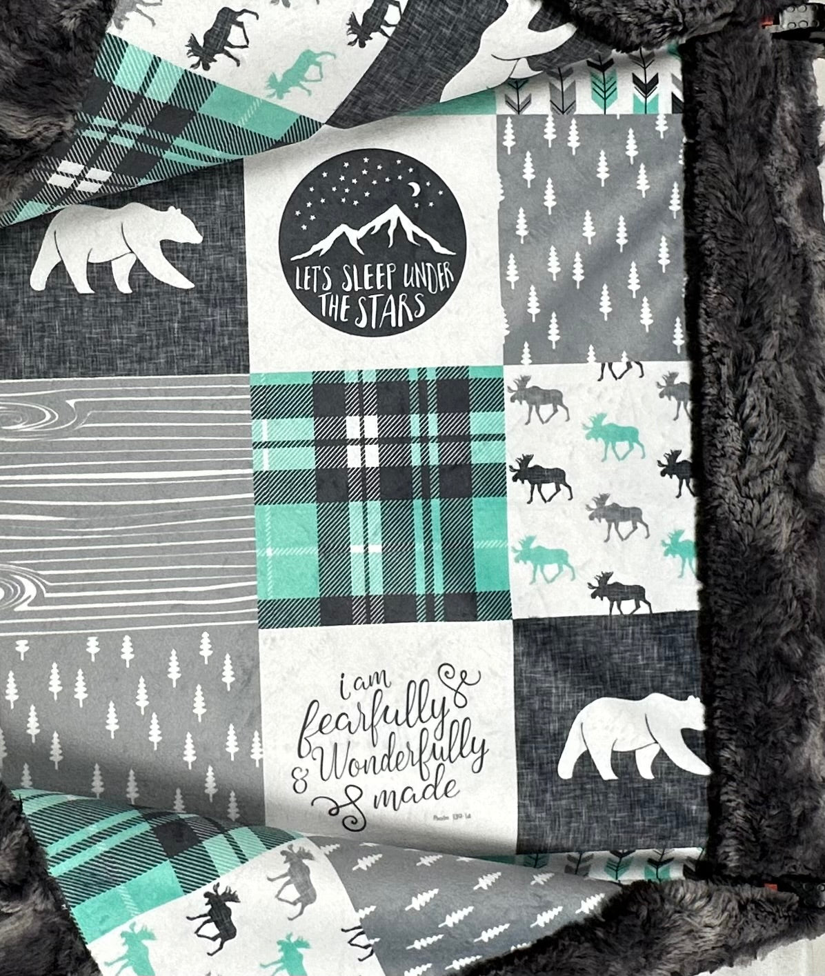 Fearfully & Wonderfully Made on Nine Iron Luxe Large Toddler/Child Blanket 42x60 with a 13x19 Pillowcase for a 12x18 Size Pillow