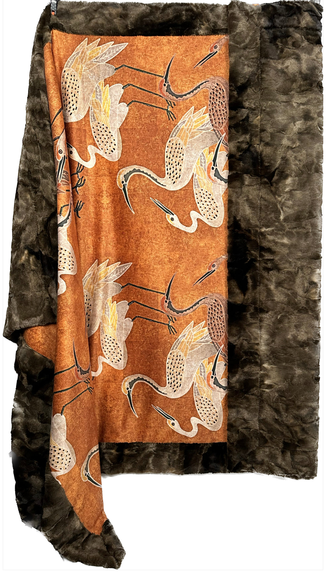Cranes Golden Hour Festival on Brown Rabbit Tye-Dye Adult Size Blanket 54x77 Spoonflower Quality