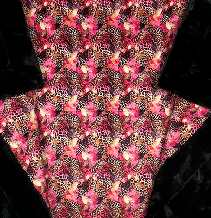 Leopard Pink and Gold on Black Mirage Luxe 36x60 Throw/Travel Blanket