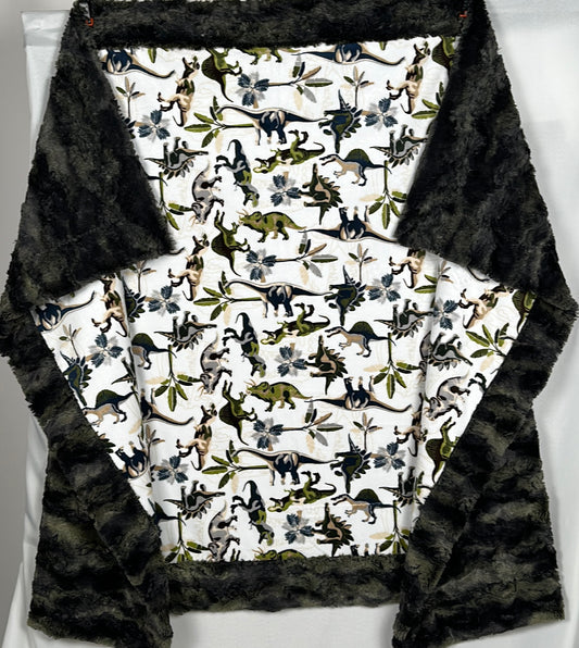 Lost World Dinosaur on Wild Rabbit Crocodile Camo 45x64 Throw/Child Blanket