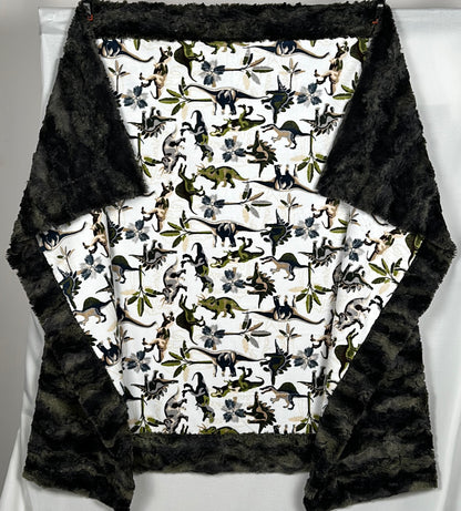 Lost World Dinosaur on Wild Rabbit Crocodile Camo 45x64 Throw/Child Blanket