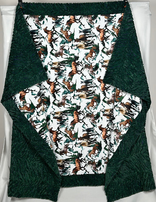 Wild Horses on Everglade Heather Zebra 54x77 Large Blanket