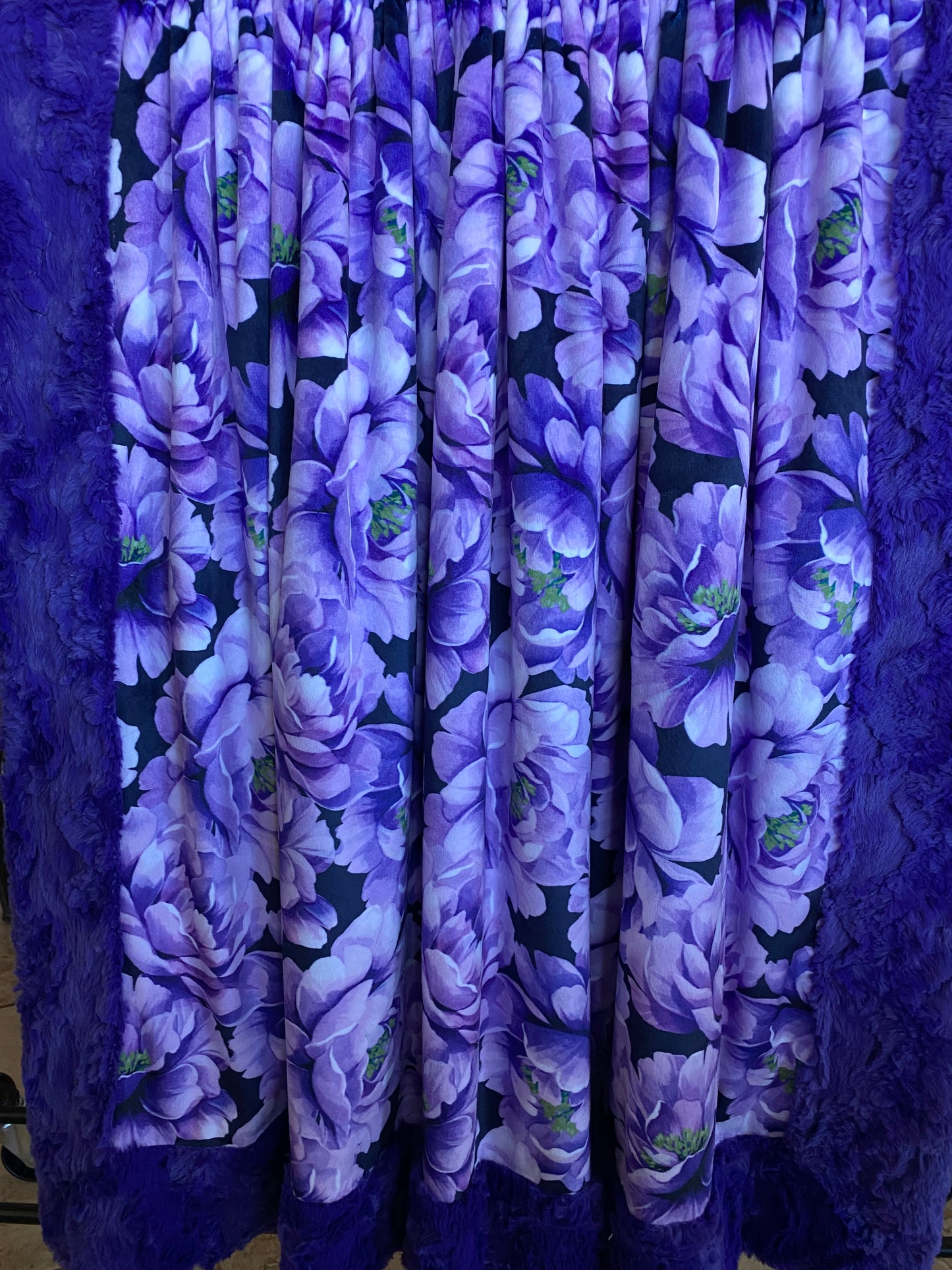 Petal Floral on Viola Glacier Large Minky Blanket 53x66