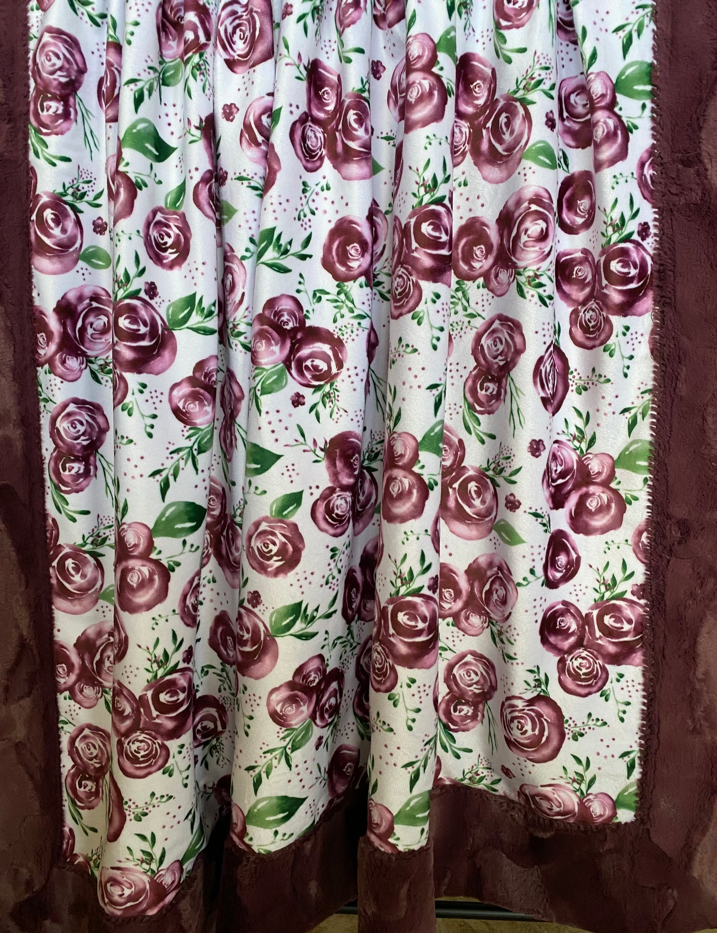 Rose Merlot on Luxe Cuddle Merlot Minky Blanket/Throw - 53x63