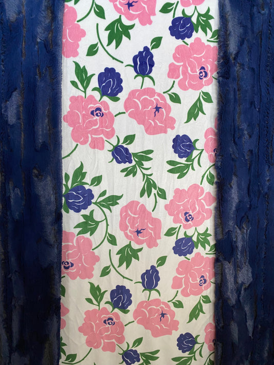 Rosegarden Snow on Twilight Forest Fox Minky Blanket - Adult Large 53x75