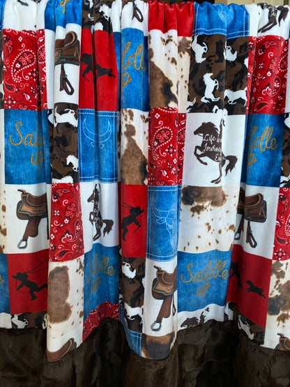 Saddle Up Cowboy on Chestnut Hide Minky Blanket/Throw 54x65