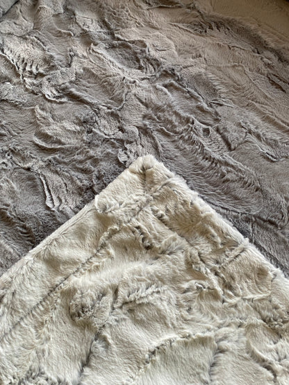 Arctic Fox on Silver Hide Double Minky Blanket - Soft and Cozy Texture - 54x60