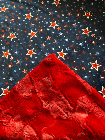 Fourth of July on Scarlet Red Hide Minky Blanket Throw - Patriotic Design - 52x62