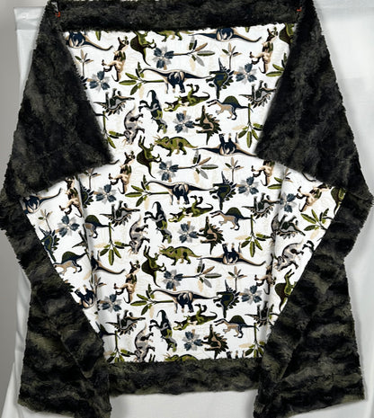 Lost World Dinosaur on Wild Rabbit Crocodile Camo 45x64 Throw/Child Blanket