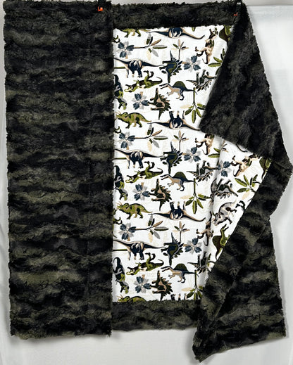 Lost World Dinosaur on Wild Rabbit Crocodile Camo 45x64 Throw/Child Blanket