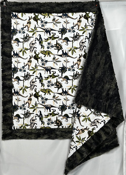 Lost World Dinosaur on Wild Rabbit Crocodile Camo 45x64 Throw/Child Blanket