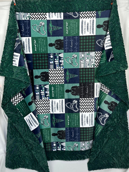 RN Nurse on Heather Zebra Evergreen Large Blanket 53x78 Spoonflower Quality