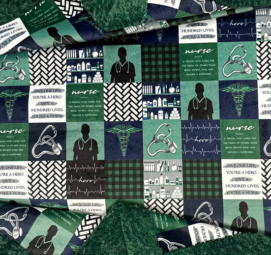 RN Nurse on Heather Zebra Evergreen Large Blanket 53x78 Spoonflower Quality