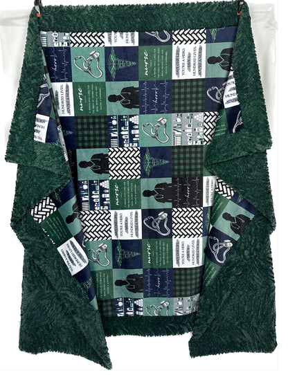 RN Nurse on Heather Zebra Evergreen Large Blanket 53x78 Spoonflower Quality