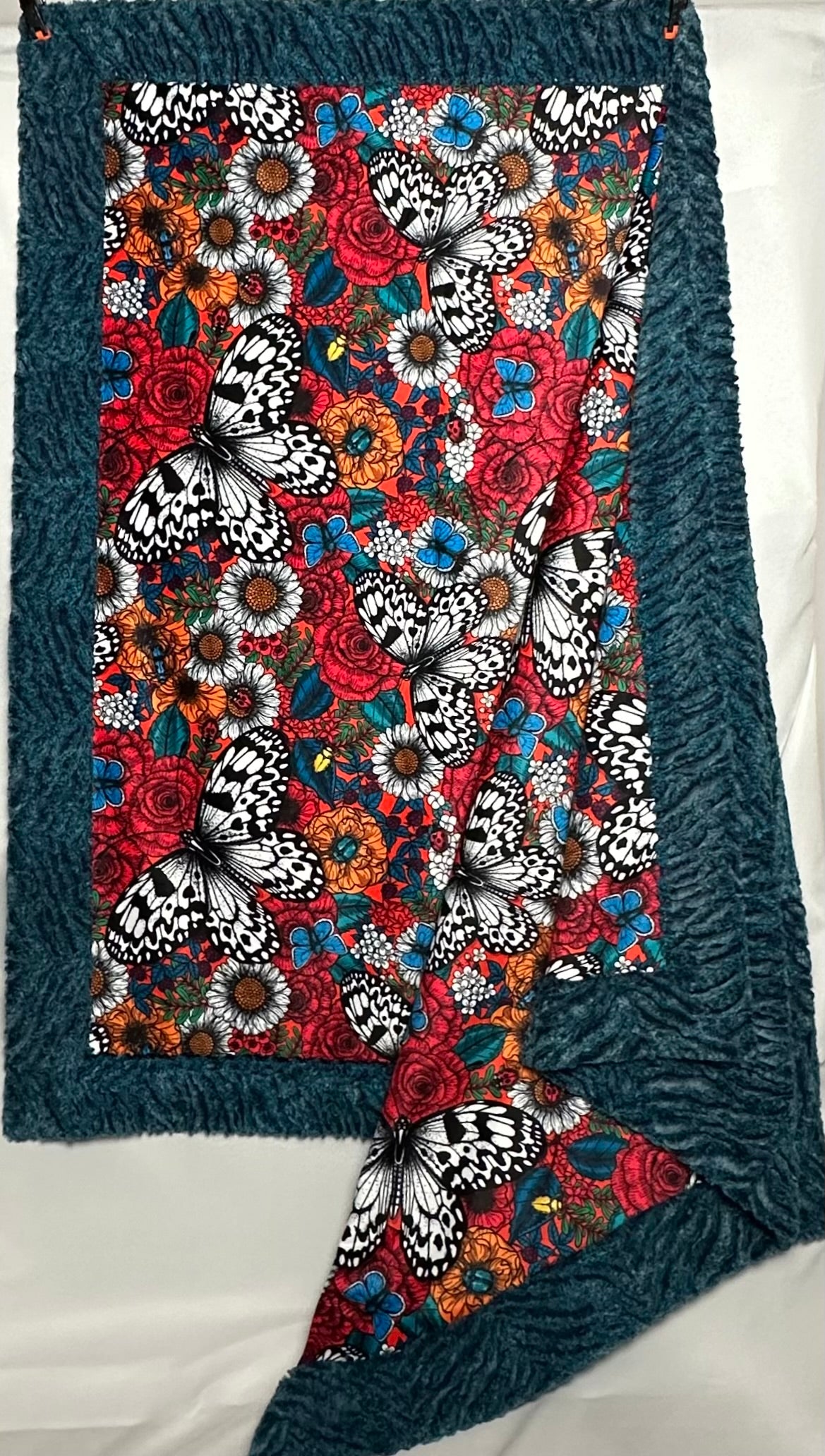 A  Colorful Garden on Aquamarine Zebra 53x77 Large Blanket Spoonflower Quality