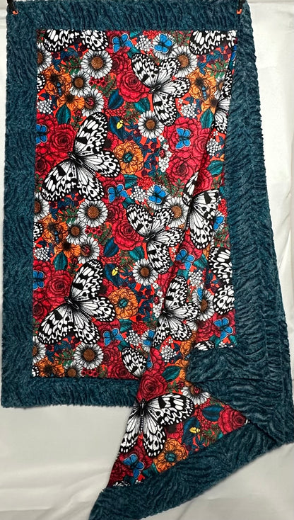 A  Colorful Garden on Aquamarine Zebra 53x77 Large Blanket Spoonflower Quality