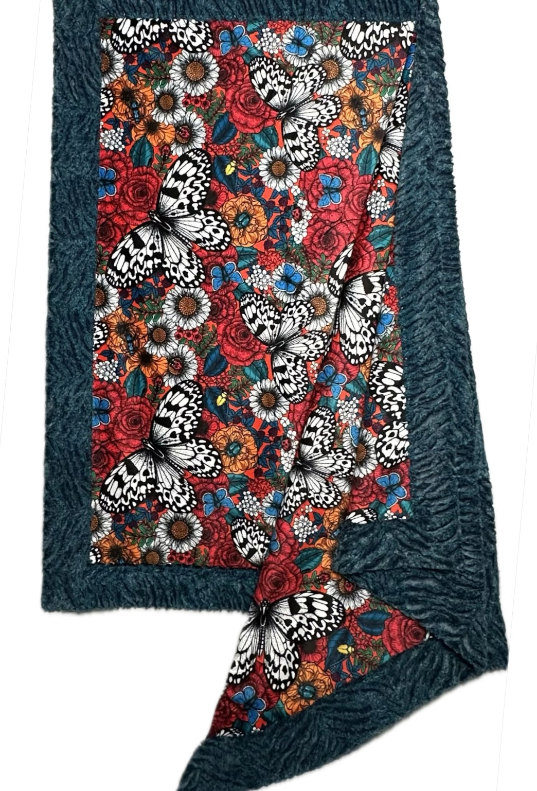 A  Colorful Garden on Aquamarine Zebra 53x77 Large Blanket Spoonflower Quality