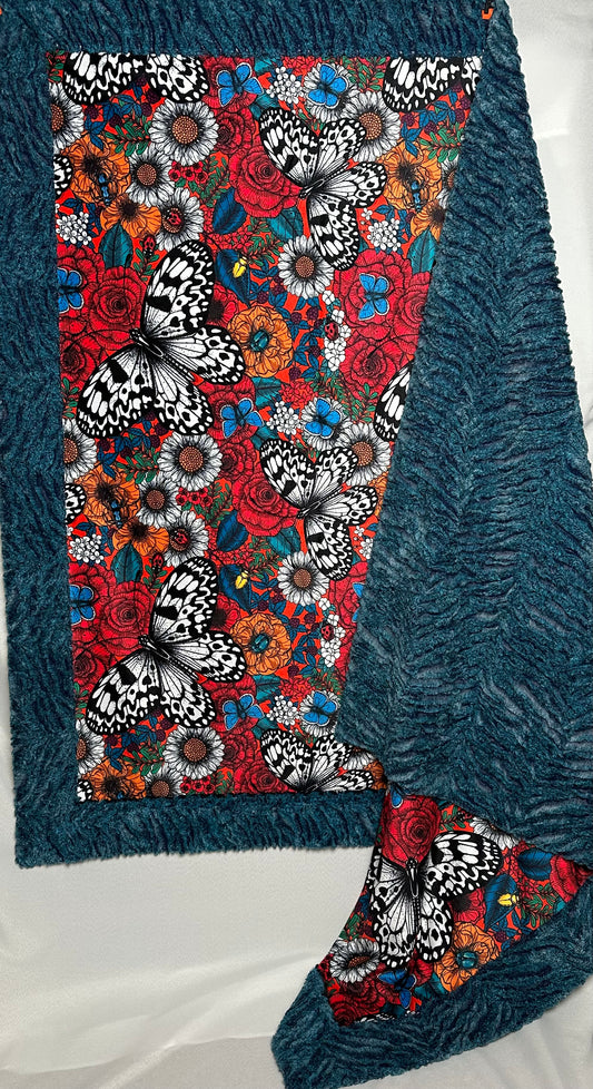 A  Colorful Garden on Aquamarine Zebra 53x77 Large Blanket Spoonflower Quality