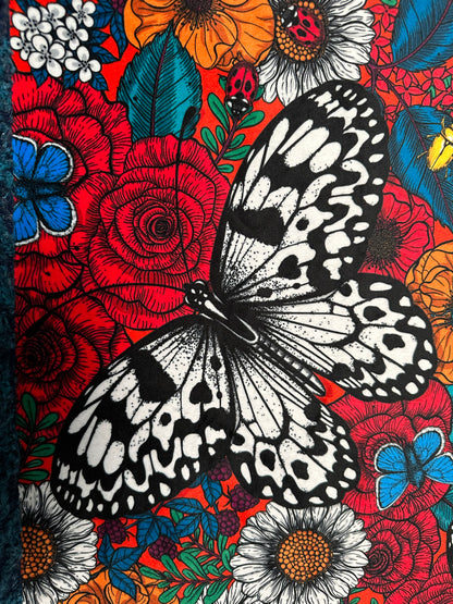 A  Colorful Garden on Aquamarine Zebra 53x77 Large Blanket Spoonflower Quality