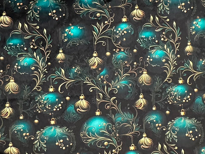 Teal and Gold Christmas Ornaments X-Wide Large 61x77 Spoonflower Quality Minky Blanket with 15x24 Pillcase