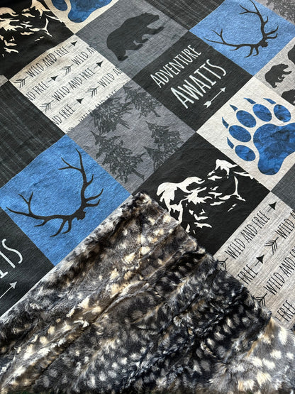 Adventure Awaits on Luxe Cuddle 54x79 Large Blanket