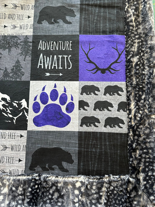 Adventure Awaits on Luxe Cuddle 54x79 Large Blanket