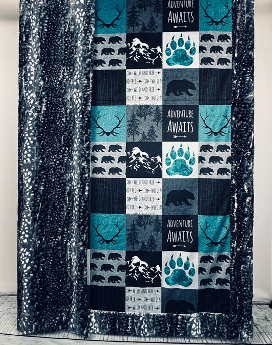 Adventure Awaits on Luxe Cuddle 54x79 Large Blanket