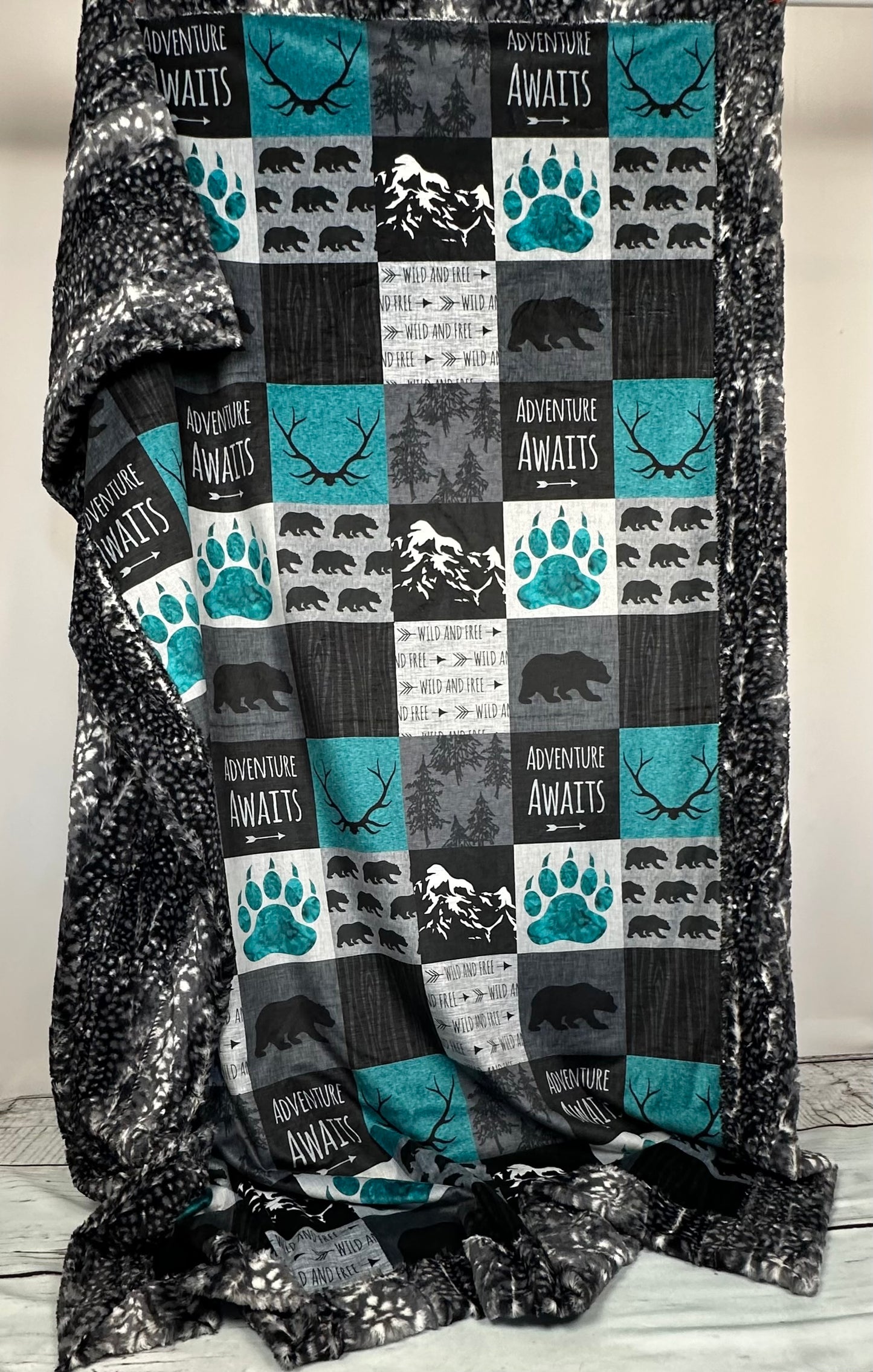 Adventure Awaits on Luxe Cuddle 54x79 Large Blanket