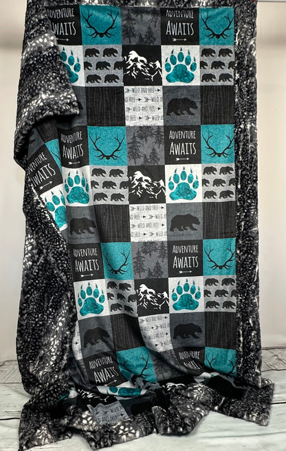 Adventure Awaits on Luxe Cuddle 54x79 Large Blanket