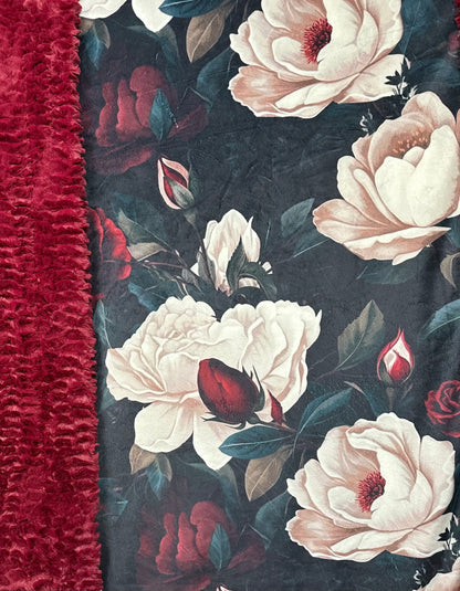 Gothic Rose on Merlot Luxe Large 55x79 Minky Blanket Spoonflower Quality